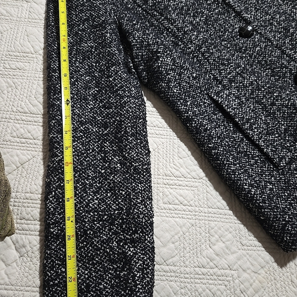 London Fog Womens Wool Blend Black And White Tweed Coat Large - Picture 7 of 11